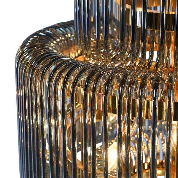 Opulent Smoked Glass Chandelier - 106x80 cm with Gold Accents