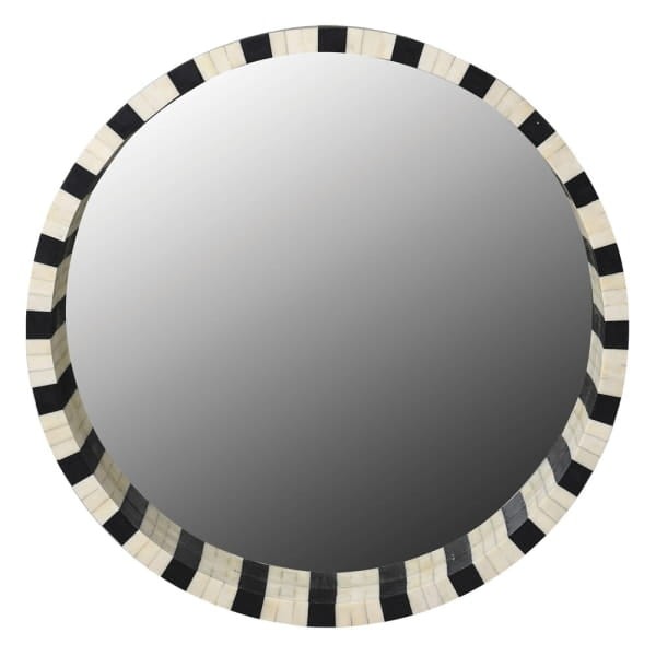 Muswell round bone inlay mirror 70cm in black and white