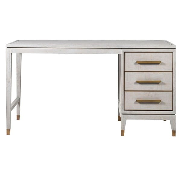 Primrose Desk - 140 cm Light Oak - Elegant Office Furniture with Copper Accents and Three Drawers