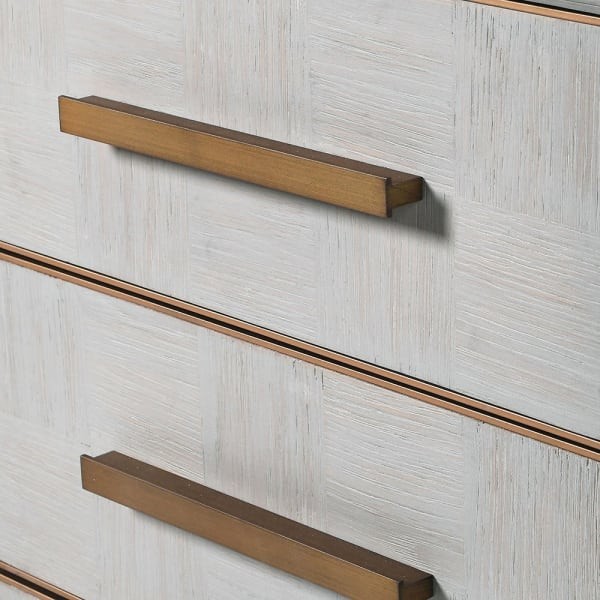 Primrose Desk - 140 cm Light Oak - Elegant Office Furniture with Copper Accents and Three Drawers