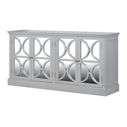 Minor Grey Sideboard: Wood and Mirrored Glass, 189x94 cm - Four-Door Sideboard