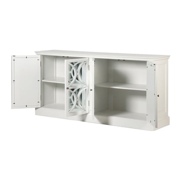 Minor White Sideboard: Wood and Mirrored Glass, 189x94 cm - Four-Door Sideboard