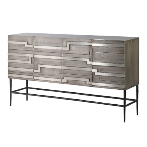  Sloane Silver Sideboard 150 cm antique silver aluminium four-door sideboard