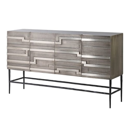  Sloane Silver Sideboard 150 cm antique silver aluminium four-door sideboard