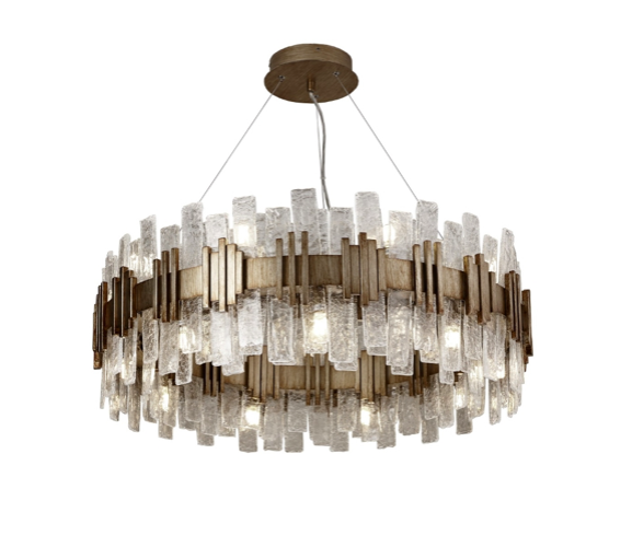 Saiph 80cm Antique Gold Textured Glass Chandelier