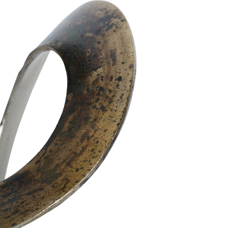 Abstract Ribbon Aluminium Sculpture - 34 cm - Antique Gold and Bronze on Black Wooden Base