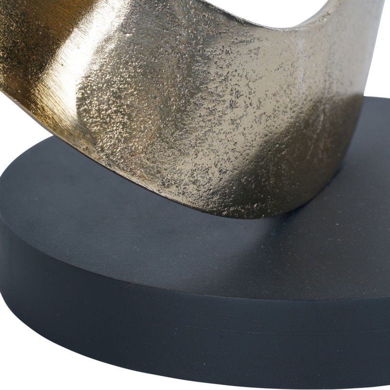 Abstract Ribbon Aluminium Sculpture - 34 cm - Antique Gold and Bronze on Black Wooden Base