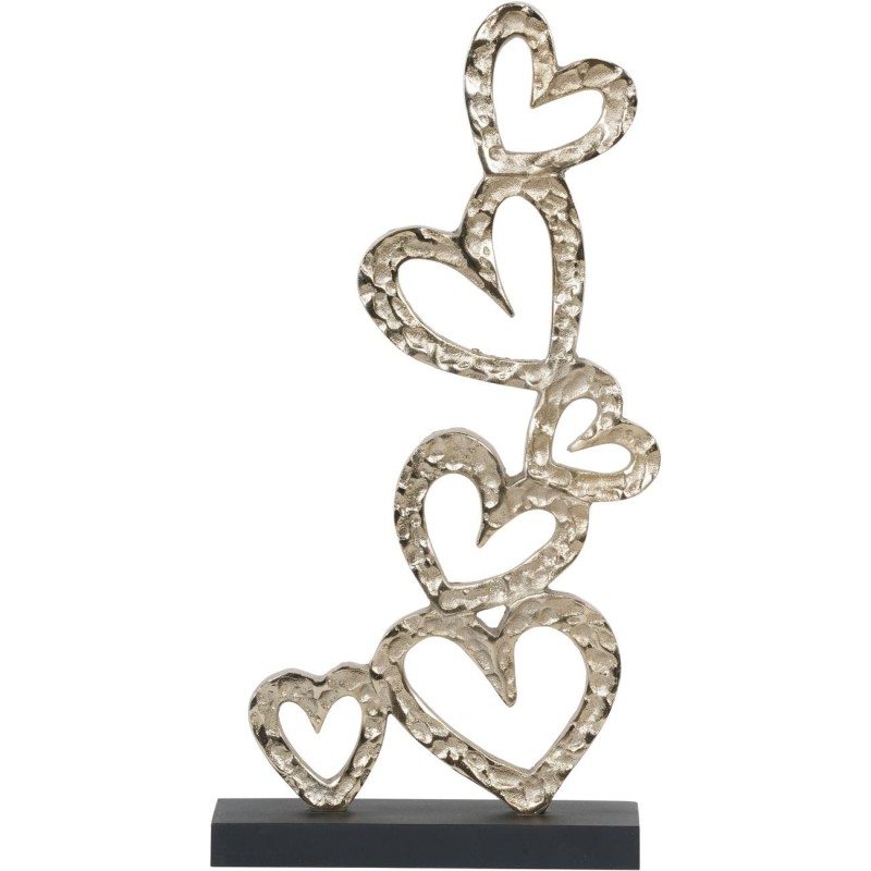 Abstract Hearts Aluminium Sculpture - 42 cm - Silver Finish on Black Wooden Base