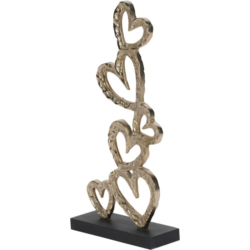Abstract Hearts Aluminium Sculpture - 42 cm - Silver Finish on Black Wooden Base