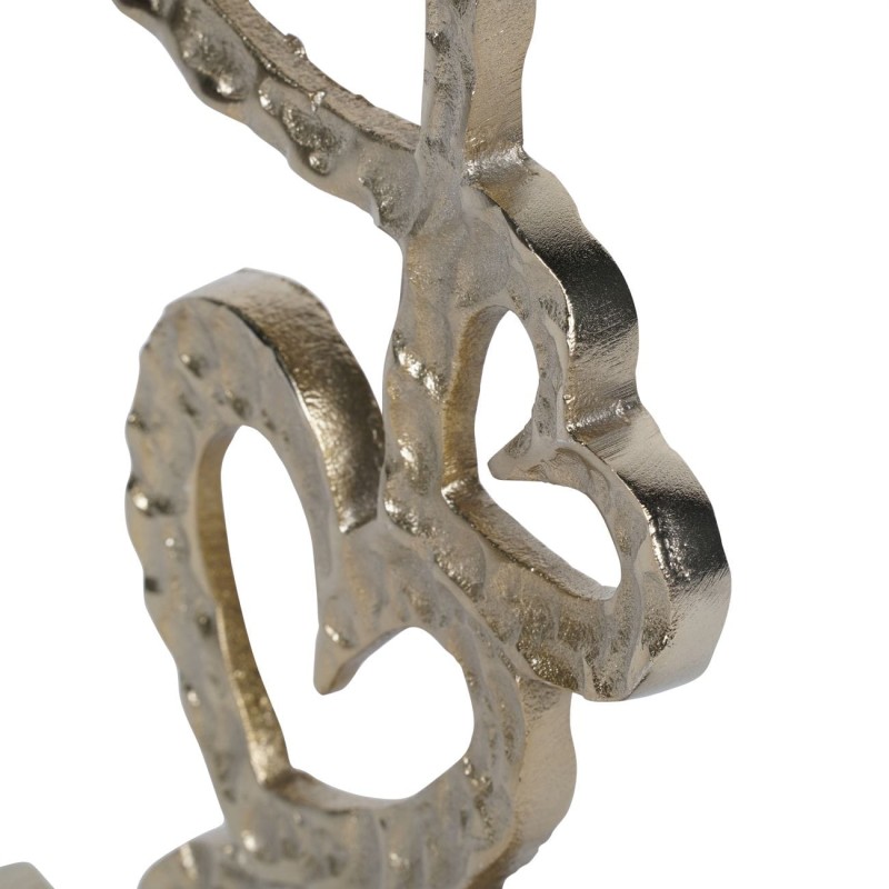 Abstract Hearts Aluminium Sculpture - 42 cm - Silver Finish on Black Wooden Base