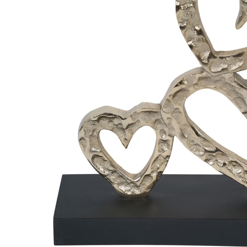 Abstract Hearts Aluminium Sculpture - 42 cm - Silver Finish on Black Wooden Base