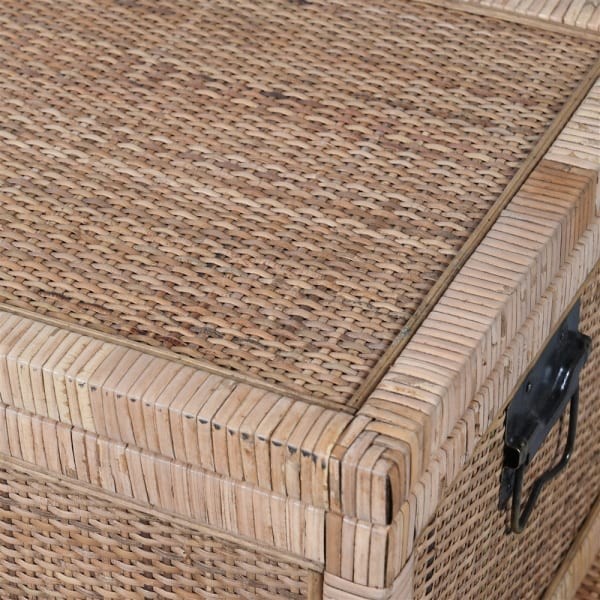Three Toba rattan storage trunks in different sizes