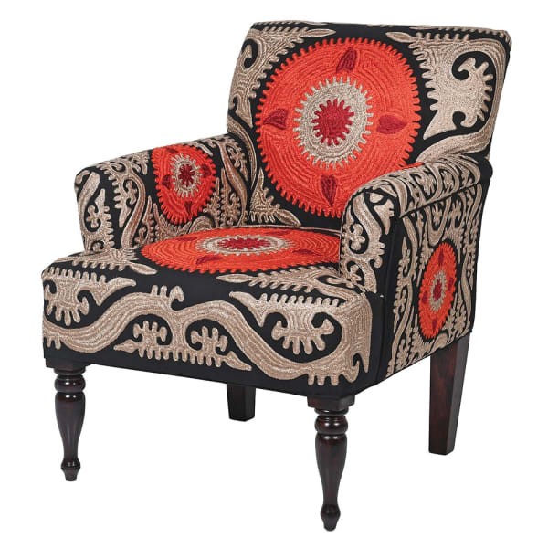 Colours Chair: 88 cm, Cotton, Mango & Sheesham Wood, Multicoloured