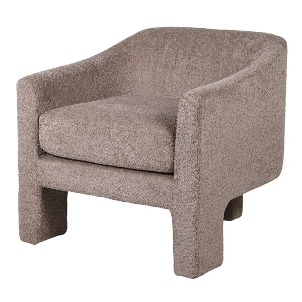 Mink beige bouclé armchair measuring 75 cm high