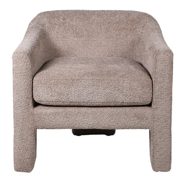 Mink beige bouclé armchair measuring 75 cm high