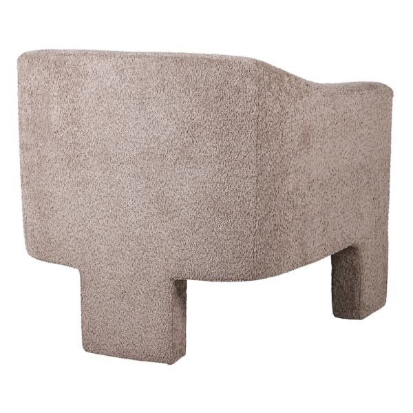 Contemporary bouclé armchair with a three-leg design