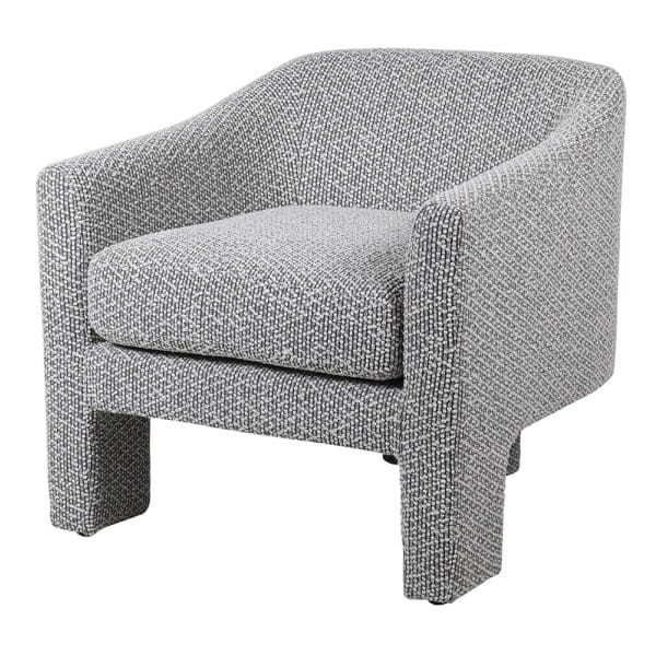 Contemporary Hill Chair: 75 cm Grey Three-Legged Fully Upholstered Chair