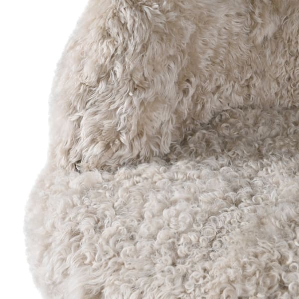 Lyall Round Armchair in Light Sheepskin Leather with Unique Seat Design