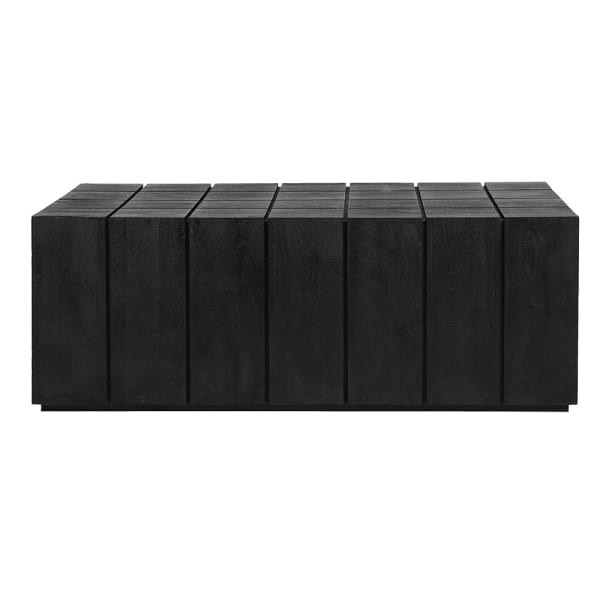 Black rectangular mango wood coffee table for a living room