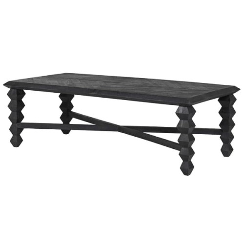 Geo Black Mango Wood Coffee Table 144cm