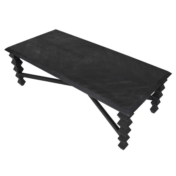 Black mango wood coffee table with visible natural grain