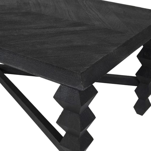 Geo Black statement coffee table with sculptural geometric base