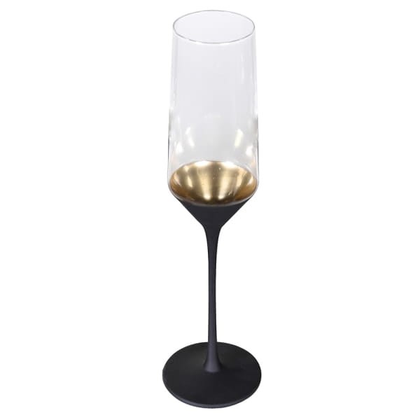 Black and gold champagne glasses set of 8