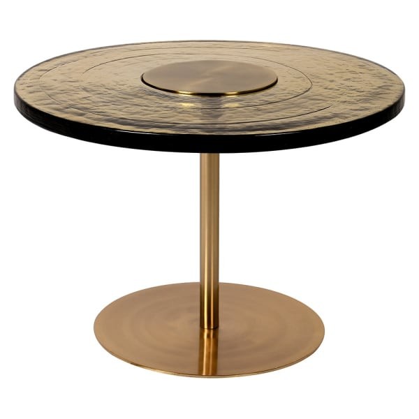 Amber round coffee table 61cm with a gold-toned frame