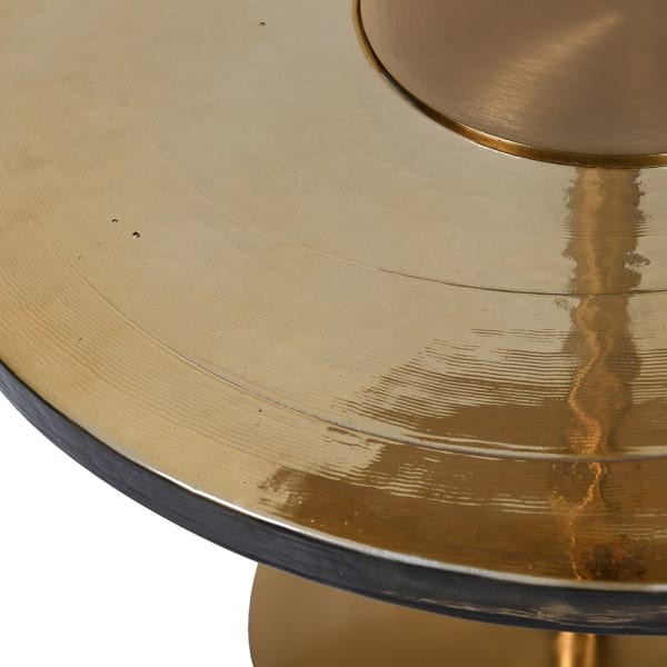 Golden circular coffee table Amber, 61x42 cm, glass tabletop, metal base