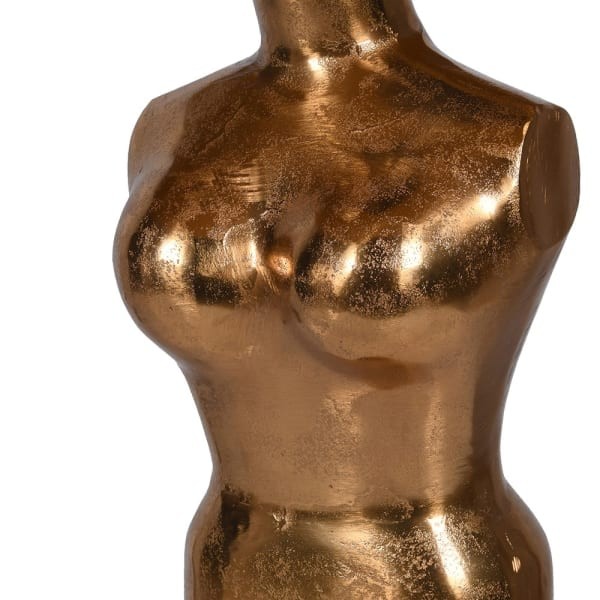 Naked Gold Table Lamp - 80 cm - Gilded Lamp with Nude Female Base and Linen Lampshade