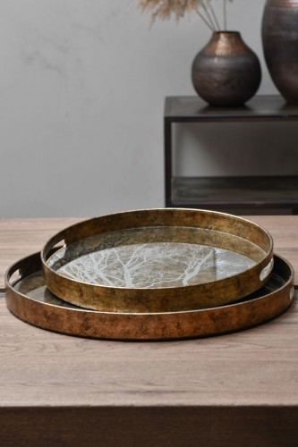 Headfort Antique Gold Trays Set of Two 45 cm diameter