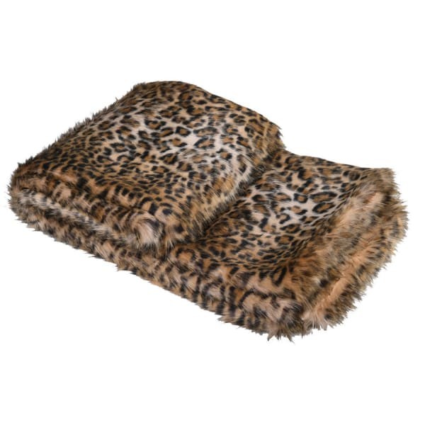 Luxury faux fur animal print throw 160 x 140 cm for a bed or sofa