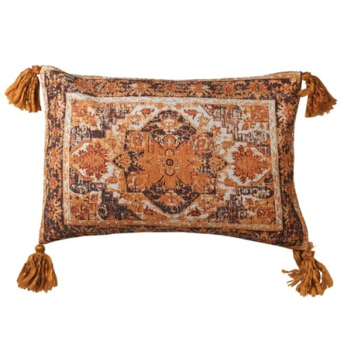 Set of 2 Orange Boho Decorative Cushions 60x40 cm