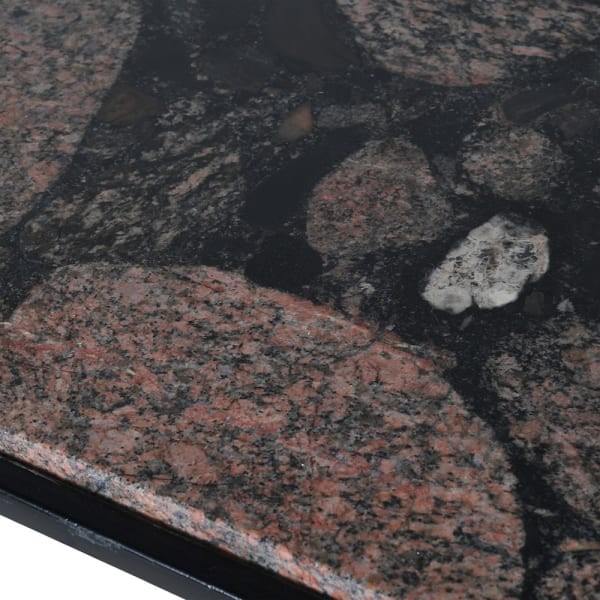 Camden Marble Console Table - 160 cm, Dark Marble Top, Black Iron Base