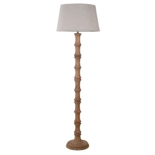 Wooden Telcon Floor Lamp 170 cm mango wood linen lampshade 