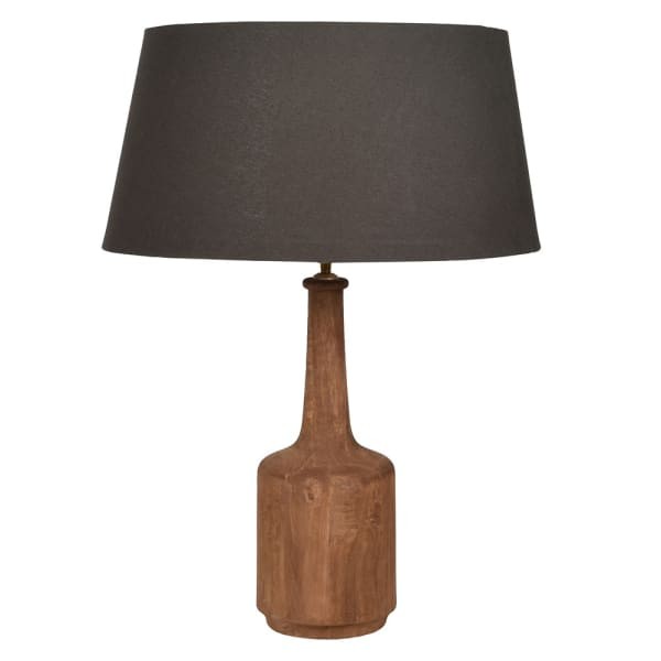 Fiador Mango Wood Table Lamp with Black Cotton Shade - 78 cm