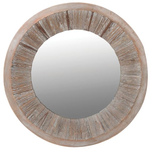 Wilton Wood 80 cm Round Mirror with Circular Wooden Frame