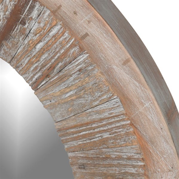 Wilton Wood 80 cm Round Mirror with Circular Wooden Frame
