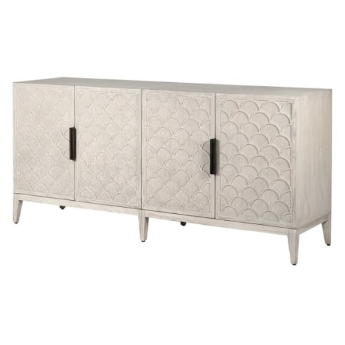 White Belgravia Sideboard Credenza - 192 cm, Four-Door Wooden White Sideboard