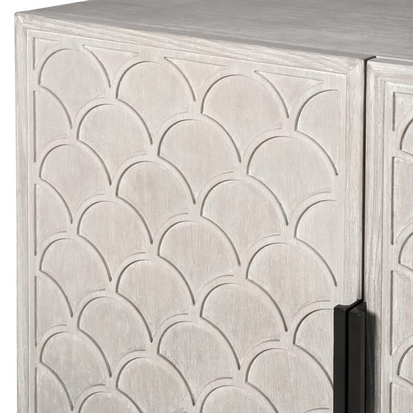 White Belgravia Sideboard Credenza - 192 cm, Four-Door Wooden White Sideboard