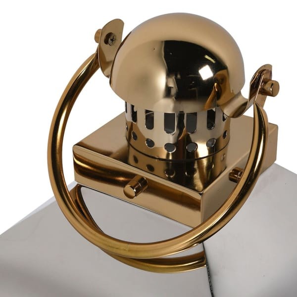 Gold and silver Duet floor lantern with clear glass panels