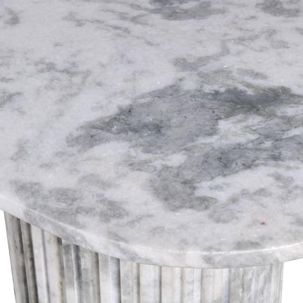 Marble Column Console Table - 153x78 cm, Light Marble Column Base with Marble Top