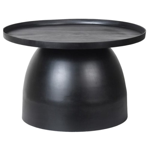Round Black Coffee Table in Metal 61x38 cm - A Low-Profile Metal Aluminum Living Room Table