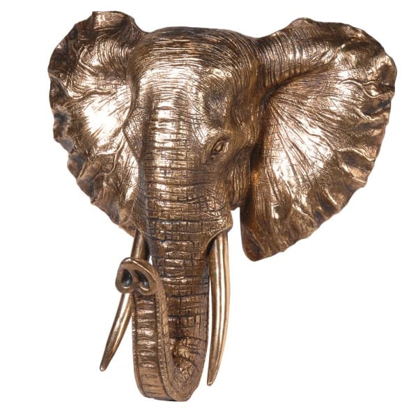 Gold Elephant Head Wall Sculpture 42cm
