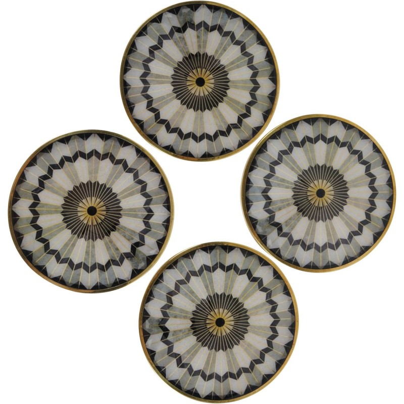 Set of four black and gold coasters