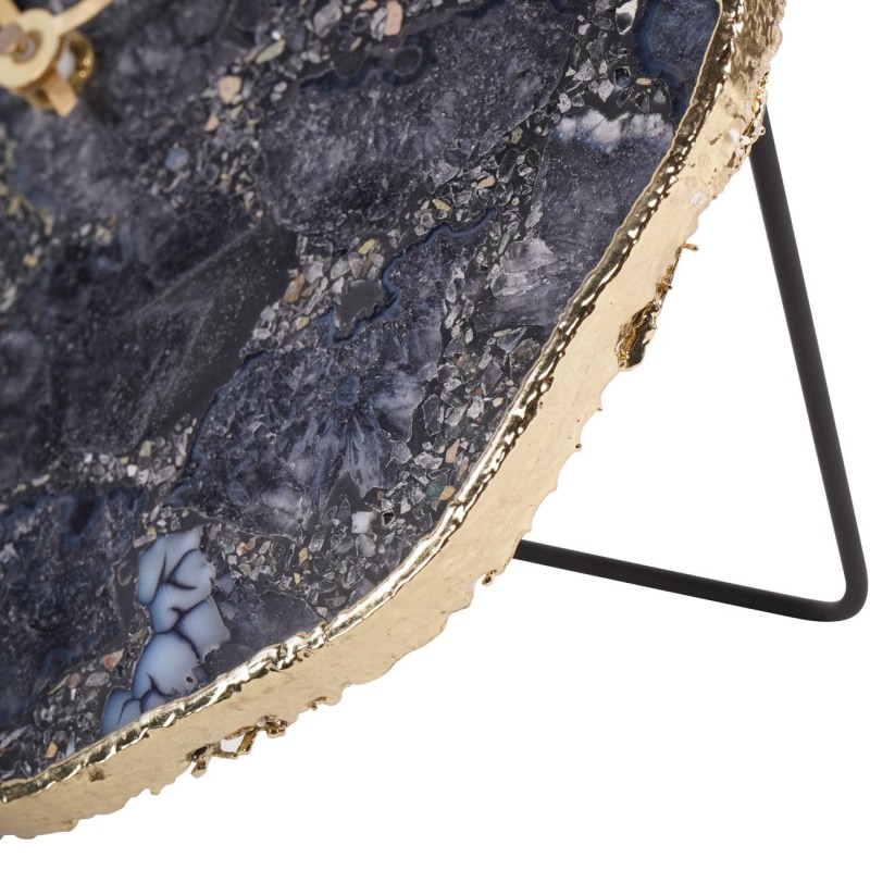 Agate Dark 20 cm Mantel Clock: Natural Agate with Golden Accents in Blue