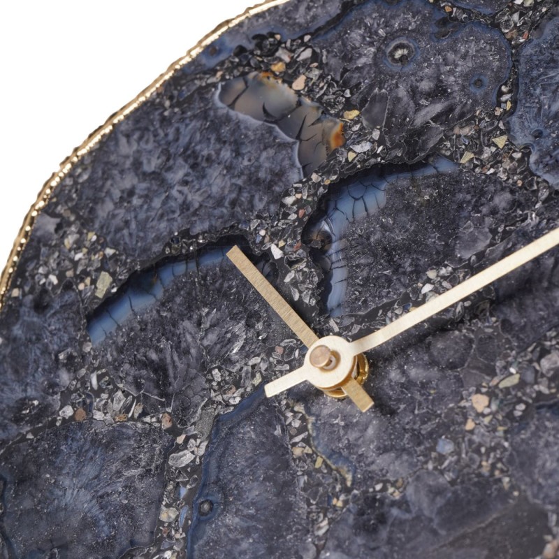 Agate Dark 20 cm Mantel Clock: Natural Agate with Golden Accents in Blue