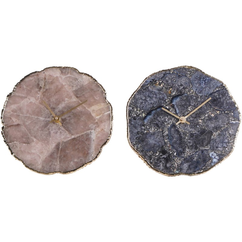 Agate Dark 20 cm Mantel Clock: Natural Agate with Golden Accents in Blue