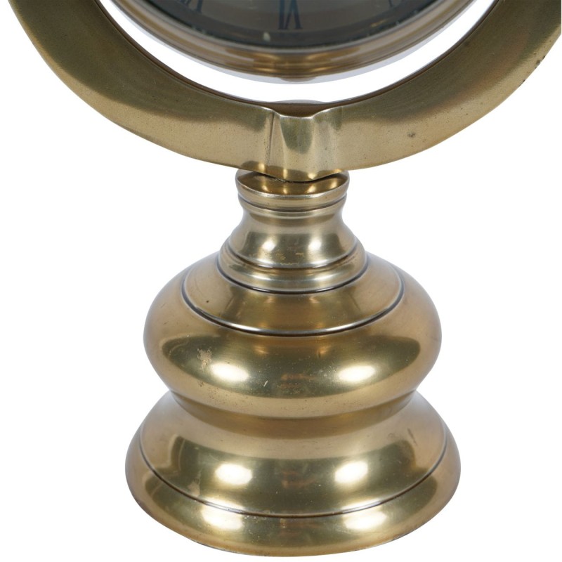 Decorative desk clock in antique brass finish