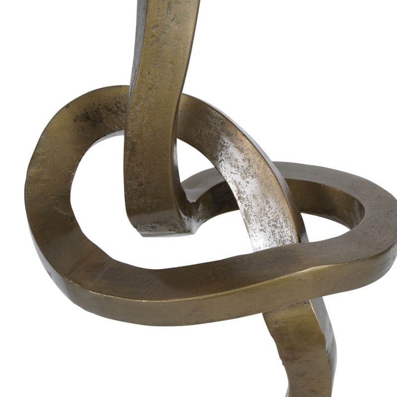 Gold floor sculpture with a contrasting black base